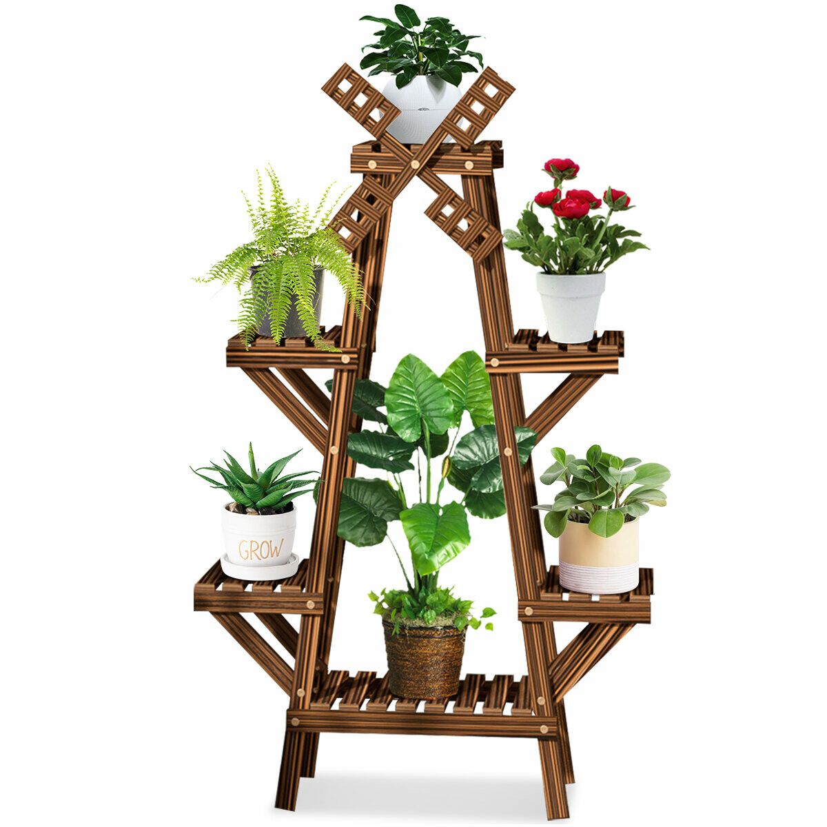 Wooden Succulent Flower Pot Shelf Rack Multi-Layer Solid Wood Floor Indoor LivingA