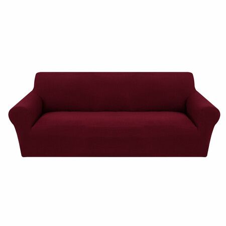 3 Seaters Elastic Sofa Cover Universal Pure Color Chair Seat Protector Stretch Slipcover Couch Case Decoration Red