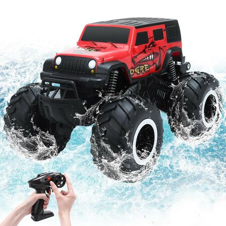 RC Monster Trucks Off-road 2.4 GHz Amphibious Remote Control Car  Beach Lake Pool Toys for Boys Ages 4+