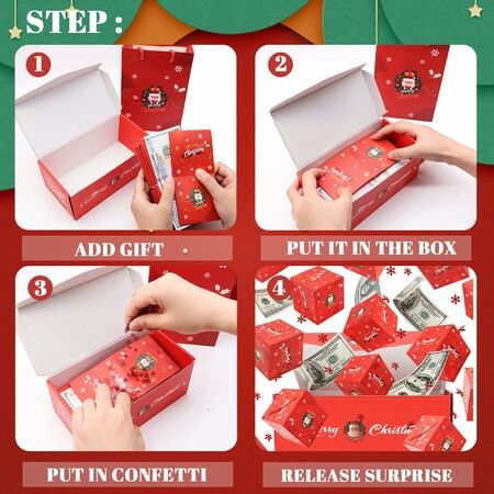 Christmas Surprise Gift Box Explosion Unique Folding Bouncing With Confetti  ^