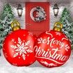 2x 60cm PVC Christmas Lighted Decorated Ball Giant  Inflatable Christmas Ball Large Xmas Blow Ball Decorations for Outside Holiday Yard Lawn Porch Decor