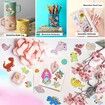 DIY Sparkle Gem  Children's Kids 6 Stickers Cartoon Diamond Painting,Fun Arts and Crafts Kits Magical Cute Art 19x19cm Alpaca