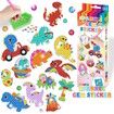 DIY Sparkle Gem  Children's Kids 6 Stickers Cartoon Diamond Painting,Fun Arts and Crafts Kits Magical Cute Art 19x19cm Dino