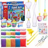 10 Bottles Sand Art Kits for Kids, Sand Art Activity Kit  Colored Pendent Bottles Funnels Stick Glow in The Dark Sand Art Glitter Packets Stickers for DIY