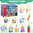 10 Bottles Sand Art Kits for Kids, Sand Art Activity Kit  Colored Pendent Bottles Funnels Stick Glow in The Dark Sand Art Glitter Packets Stickers for DIY