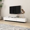 TV Cabinet Stand Unit Console Table 180cm Entertainment Center Bench Media Player Storage Drawer Wooden Furniture High Gloss Marble Effect