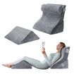 4 Pcs Bed Wedge Pillow Set Neck Back Head Leg Support Velvet Fabric Adjustable Triangular Cushion Memory Foam