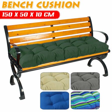 Garden Bench Patio SEAT PADS Chair Cushion Swing 3 Seater OUTDOOR 150x50x10CMBlack Grey