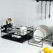 Kitchen Storage Organizer Dish Drainer Drying Rack Iron Sink Holder Tray For Plate Cup Bowl Tableware Shelf Basket Black