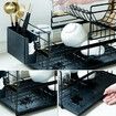 Kitchen Storage Organizer Dish Drainer Drying Rack Iron Sink Holder Tray For Plate Cup Bowl Tableware Shelf Basket Black