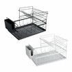 Kitchen Storage Organizer Dish Drainer Drying Rack Iron Sink Holder Tray For Plate Cup Bowl Tableware Shelf Basket Black