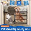 Dog Pet Safety Gate Cat Fence Guard Security Enclosure Stair Barrier Retractable Portable Low Puppy Containment System Metal Black 60cm High