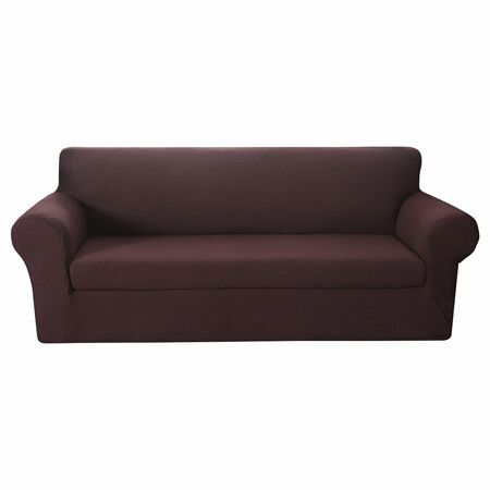 3 Seaters Velvet Sofa Cover Pure Color Elastic Chair Seat Protector Couch Case Stretch Slipcover Decorations Coffee