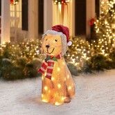 Light-Up Christmas Garden Decor, Acrylic  Dog Garden Stake with Lights Yard Decor Garden Statue, Realistic Garden Sculpture for Pathway Backyard Lawn Landscape