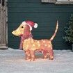 Light-Up Christmas Garden Decor, Acrylic Dachshund Dog Garden Stake with Lights Yard Decor Garden Statue, Realistic Garden Sculpture for Pathway Backyard Lawn Landscape