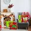 Christmas Pillow Covers Set of 4 18x18 Inch Green Christmas Decorations Gifts for Winter Holiday Farmhouse Indoor Decor