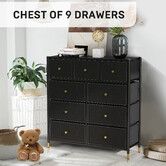 Chest of 9 Drawers Tallboy Cabinet Dresser TV Wardrobe Table Unit Entertainment Storage Stand Organiser Bedroom Closet Organizer Furniture Black