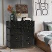 Chest of 9 Drawers Tallboy Cabinet Dresser TV Wardrobe Table Unit Entertainment Storage Stand Organiser Bedroom Closet Organizer Furniture Black