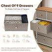 Chest of 9 Drawers Dresser Tallboy Storage Unit Cabinet TV Entertainment Wardrobe Stand Table Closet Organizer Bedroom Organiser Furniture Oak
