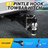 8 Ton Ball Combo Pintle Tow Hook Receiver Arm Hitch Vehicle Towing Caravan Truck Car Accessory Heavy Duty