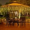 10m Solar Power Shower Rain PVC Lights Christmas Lights Outdoor Raindrop Lights 300LED Xmas Tree Holiday Decoration Warm White Color