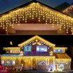 10m Solar Power Shower Rain PVC Lights Christmas Lights Outdoor Raindrop Lights 300LED Xmas Tree Holiday Decoration Warm White Color