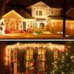 10m Solar Power Shower Rain PVC Lights Christmas Lights Outdoor Raindrop Lights 300LED Xmas Tree Holiday Decoration Warm White Color