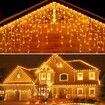 10m Solar Power Shower Rain PVC Lights Christmas Lights Outdoor Raindrop Lights 300LED Xmas Tree Holiday Decoration Warm White Color