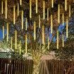 Solar Power  Shower Rain PVC Lights Christmas Lights Icicle   Raindrop Lights, 30cm 8tube Xmas Tree Holiday Decoration WARM WHITE