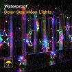 3.5m Solar Lights Outdoor Moons Stars PVC String Lights  USB Rechargeable Remote Twinkle Fairy Lights for Patio Gazebo Ramadan Porch MultiColor