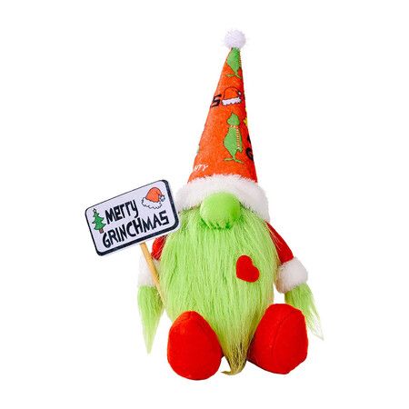 Christmas Grinch Gnome Decorations, Cute Handmade Holding Merry Grinchmas Board Christmas Grinch Gnomes Ornaments