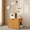 2 In 1 Cat Tree Litter Box Enclosure Scratching Post Tower Kitty Play House Pet Furniture Bed Condo Hammock Entrance Cabin Toilet Washroom