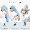 Large Microfiber Hair Towel Wrap for Women,Anti Frizz Hair Drying Towel with Elastic Strap,Fast Drying Hair Turbans for Wet Hair,Long,Thick,Curly Hair,Blue