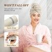 Large Microfiber Hair Towel Wrap for Women,Anti Frizz Hair Drying Towel with Elastic Strap,Fast Drying Hair Turbans for Wet Hair,Long,Thick,Curly Hair,Camel