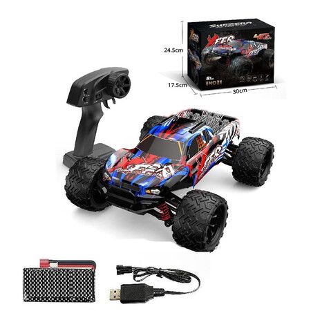 Red-blue 1:16 4-wheel-drive high-speed RC remote control car 2.4G dual-motor Bigfoot off-road drift race,car toys，Christmas,holiday,carnival gifts