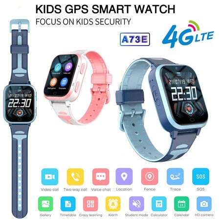 2023 New 4G Video Call Kids Smart Watch GPS HD Camera 700Mah RAM 1GB ROM 8GB Children Watches Voice Chat Student Smartwatch Color Blue