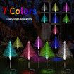 Solar Christmas Trees Lights Outdoor Decorations,Solar Tree Garden Lights Waterproof,Color Changing Solar Flower Lights Yard Stake Decor For Outside Decorative,2Pcs