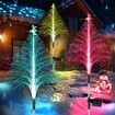 Solar Christmas Trees Lights Outdoor Decorations,Solar Tree Garden Lights Waterproof,Color Changing Solar Flower Lights Yard Stake Decor For Outside Decorative,2Pcs