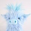 25cm Highland Cow Stuffed Animal Realistic Cow Plush Cattle Simulation Highland Cuddly Plushie Doll Farm Home Decor(Blue)