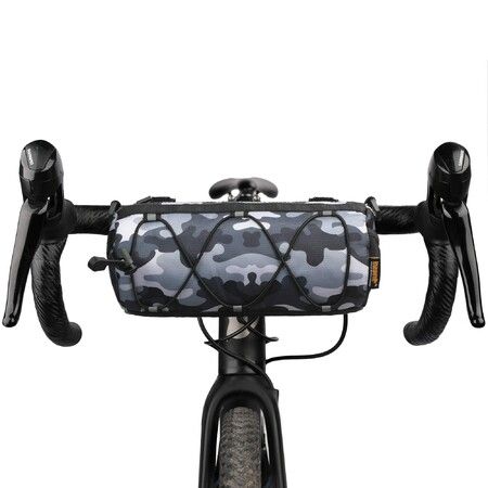 Bike Handlebar Bag Bicycle Front Bag Frame Storage Roll Bag Mountain Road Bikes Commuter Shoulder Bag (Camouflage Grey)