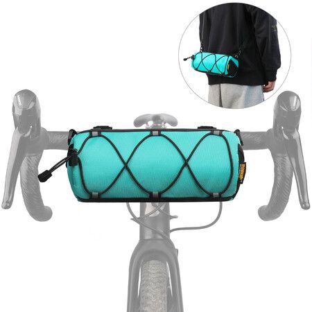 Bike Handlebar Bag Bicycle Front Bag Frame Storage Roll Bag Mountain Road Bikes Commuter Shoulder Bag (Blue)