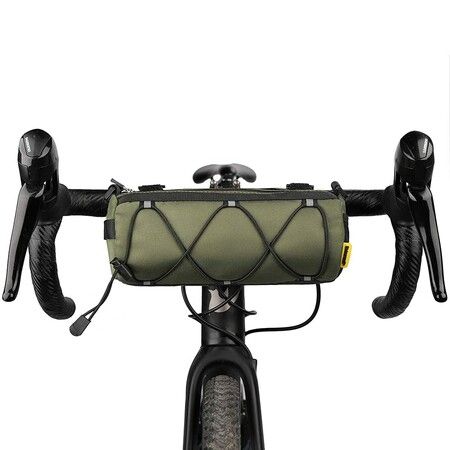 Bike Handlebar Bag Bicycle Front Bag Frame Storage Roll Bag Mountain Road Bikes Commuter Shoulder Bag (Green)