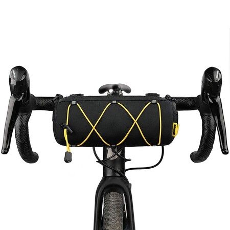 Bike Handlebar Bag Bicycle Front Bag Frame Storage Roll Bag Mountain Road Bikes Commuter Shoulder Bag (Yellow)
