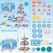 48 Tea Party Set for Little Girls Frozen Toys Elsa Princess Kids Kitchen Pretend Toy with Tin Tea Set, Desserts & Carrying Case - Birthday Gift for Age 3+