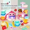 48 PCS Tea Set Girls, Toddler Tea Set Teapot with Music Light, Dessert, Kids Play Food, Tea Party Toys Birthday Gift for Toddlers Girls Boys Age 3-6