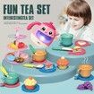 48 PCS Tea Set Girls, Toddler Tea Set Teapot with Music Light, Dessert, Kids Play Food, Tea Party Toys Birthday Gift for Toddlers Girls Boys Age 3-6