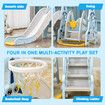 4 In 1 Slide Swing Set Freestanding Stairs Basketball Hoop Outdoor Playset Playground Set Climber Children Toddlers Toys Indoor