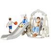 4 In 1 Slide Swing Set Freestanding Basketball Outdoor Playset Playground Climber Children Toddlers Toys Kids Indoor