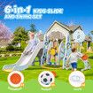 6 In 1 Slide Swing Set Freestanding Stairs Football Basketball Hoop Outdoor Playset Playground Set Climber Children Toddlers Toys