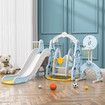 6 In 1 Slide Swing Set Freestanding Stairs Football Basketball Hoop Outdoor Playset Playground Set Climber Children Toddlers Toys